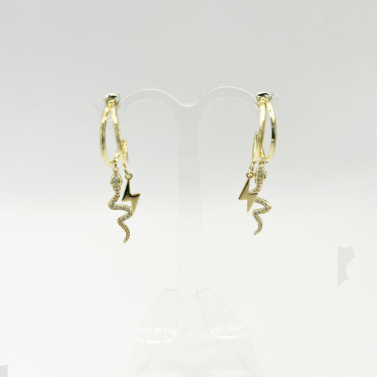 SICI - Aretes para mujer de oro laminado 14k 4.5 cms de largo - OL-A8