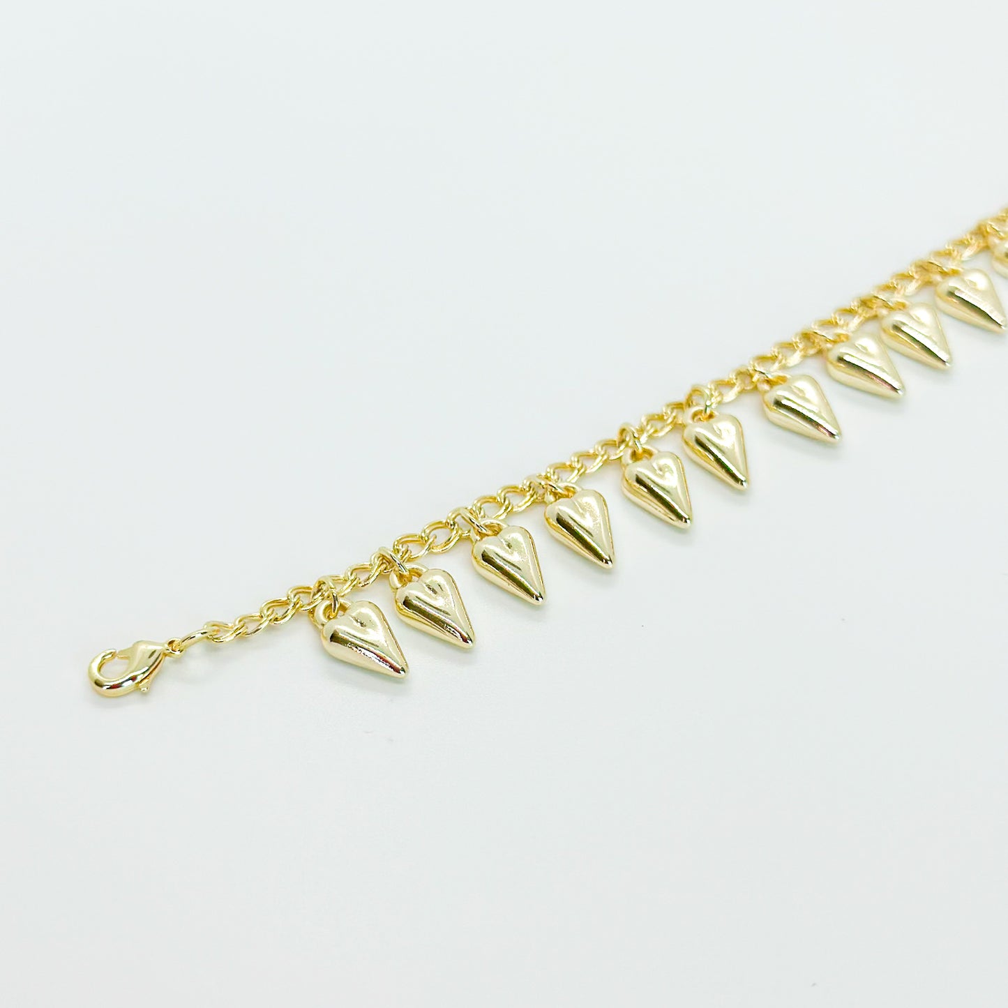 SICI - Pulsera de oro laminado 14k con corazones colgantes