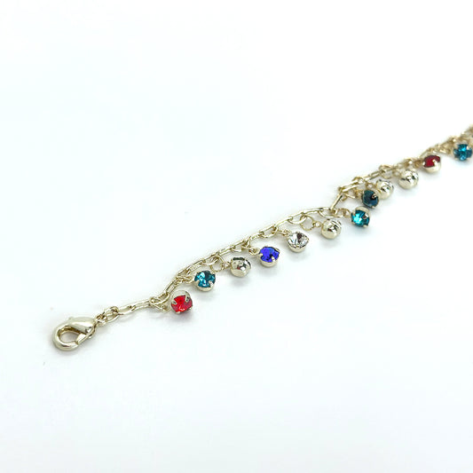SICI - Pulsera de oro laminado 14k con piedras colgantes - OL-P31