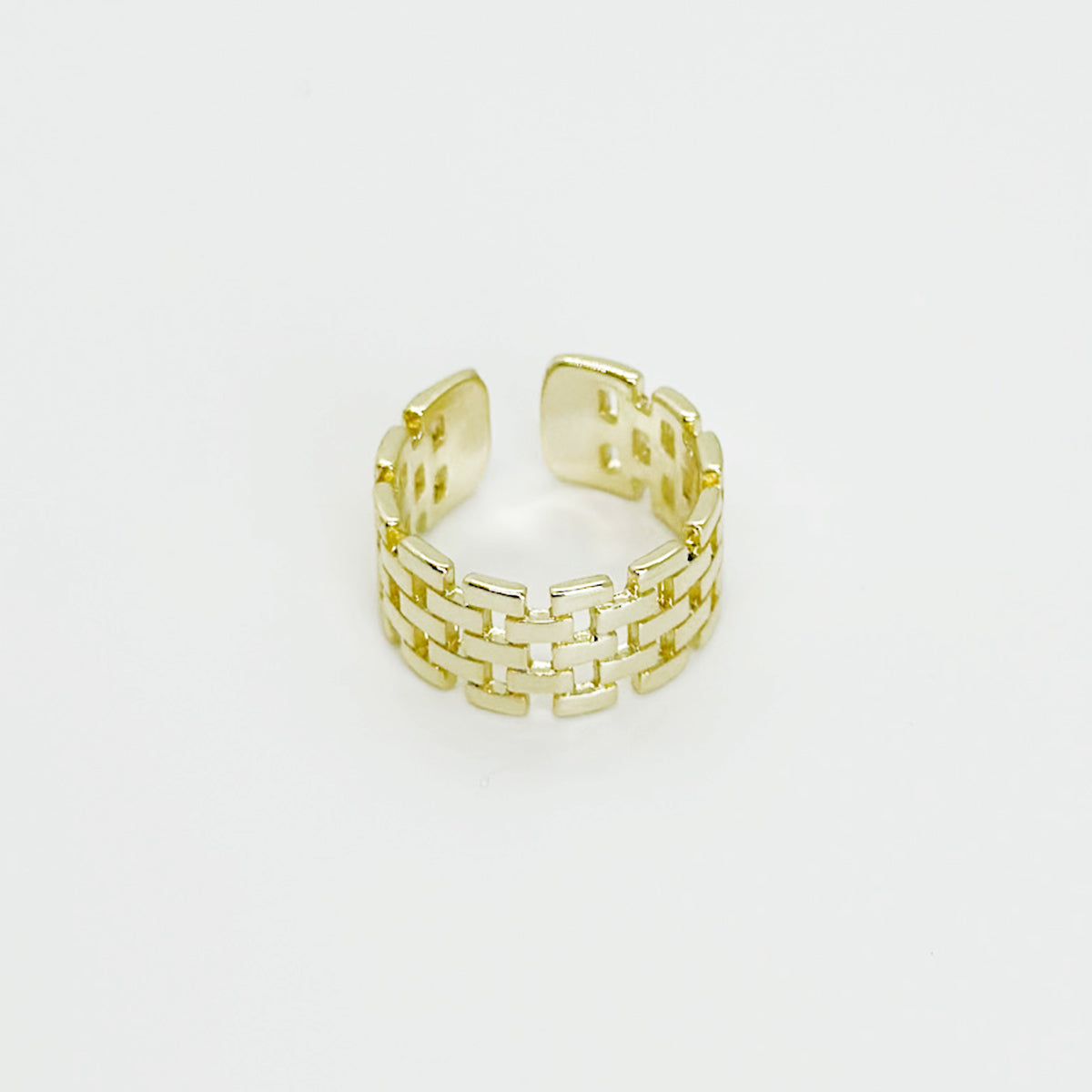 SICI - Anillo de ladrillos horizontales para mujer unitalla de oro laminado- OL-R22
