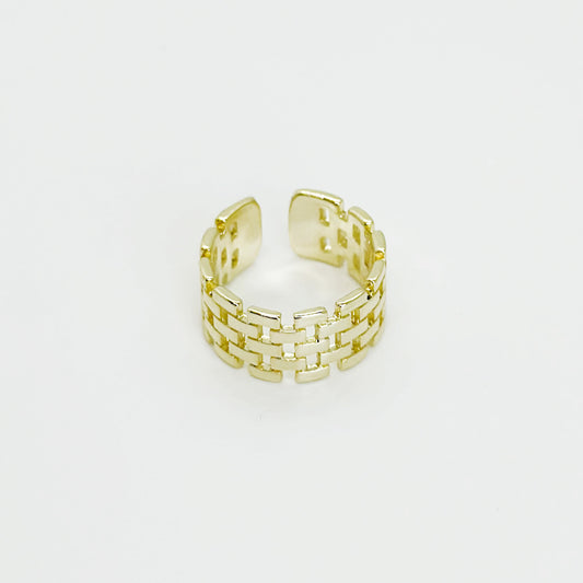 SICI - Anillo de ladrillos horizontales para mujer unitalla de oro laminado- OL-R22