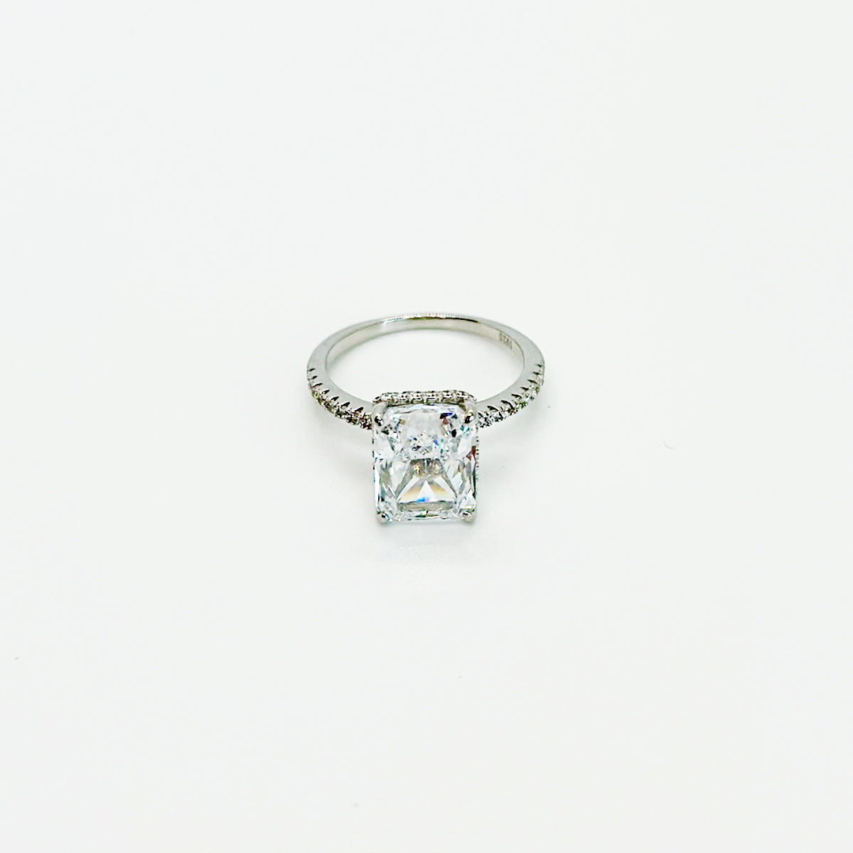 SICI - Anillo de plata s925 con imitación diamante  para mujer talla 6 - PL-R25