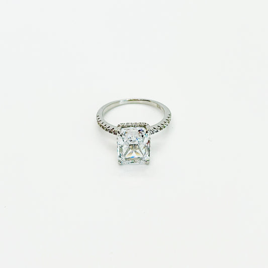 SICI - Anillo de plata s925 con imitación diamante  para mujer talla 6 - PL-R25